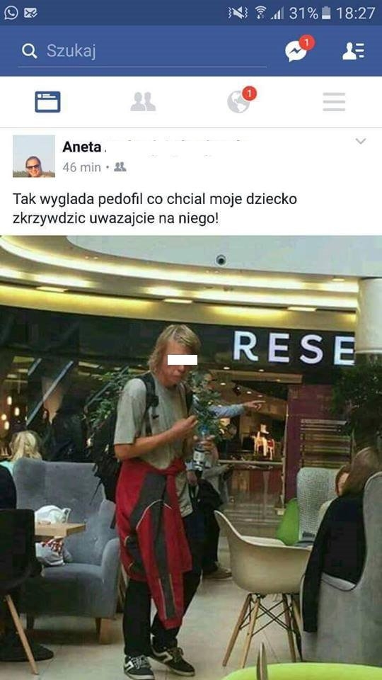 Mężczyzna na zdjęciu nie jest pedofilem. Wbrew sugestiom internautów